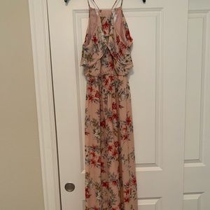 High neck ruffle maxi